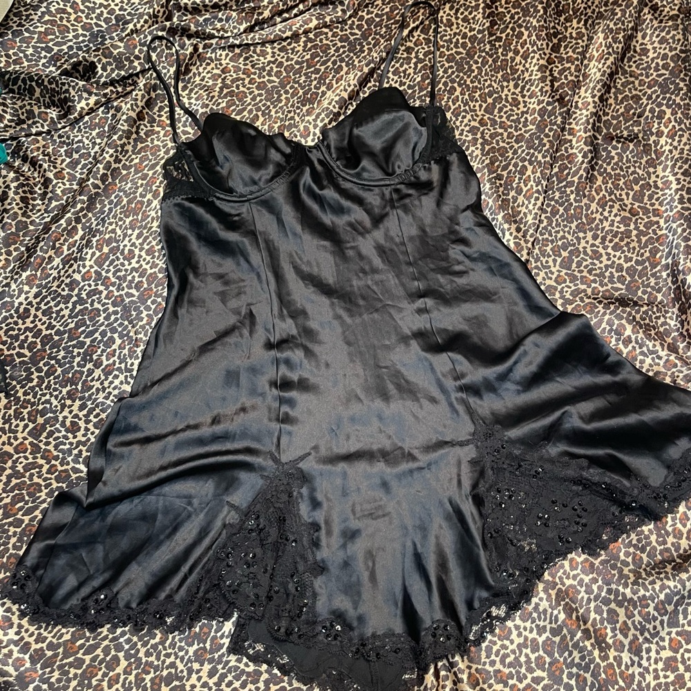 Y2k Victoria’s Secret Sequin Black Slip Dress